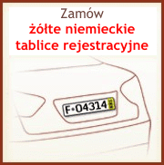 Kliknij aby zdobyć tymczasowe żółte niemieckie tablice rejestracyjne